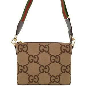 GUCCI Jumbo GG Messenger Crossbody Bag Brown